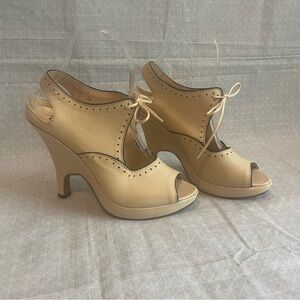 Anthropologie Giraudon NY Contour Wedge Lace Up Sandals 37